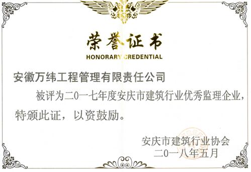 2017年度安庆市优秀监理企业